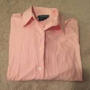 Lauren Ralph Lauren Womens Dress Shirt Signature French Cuff Pink